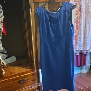 ECI Royal Blue Midi Dress with Black Trim